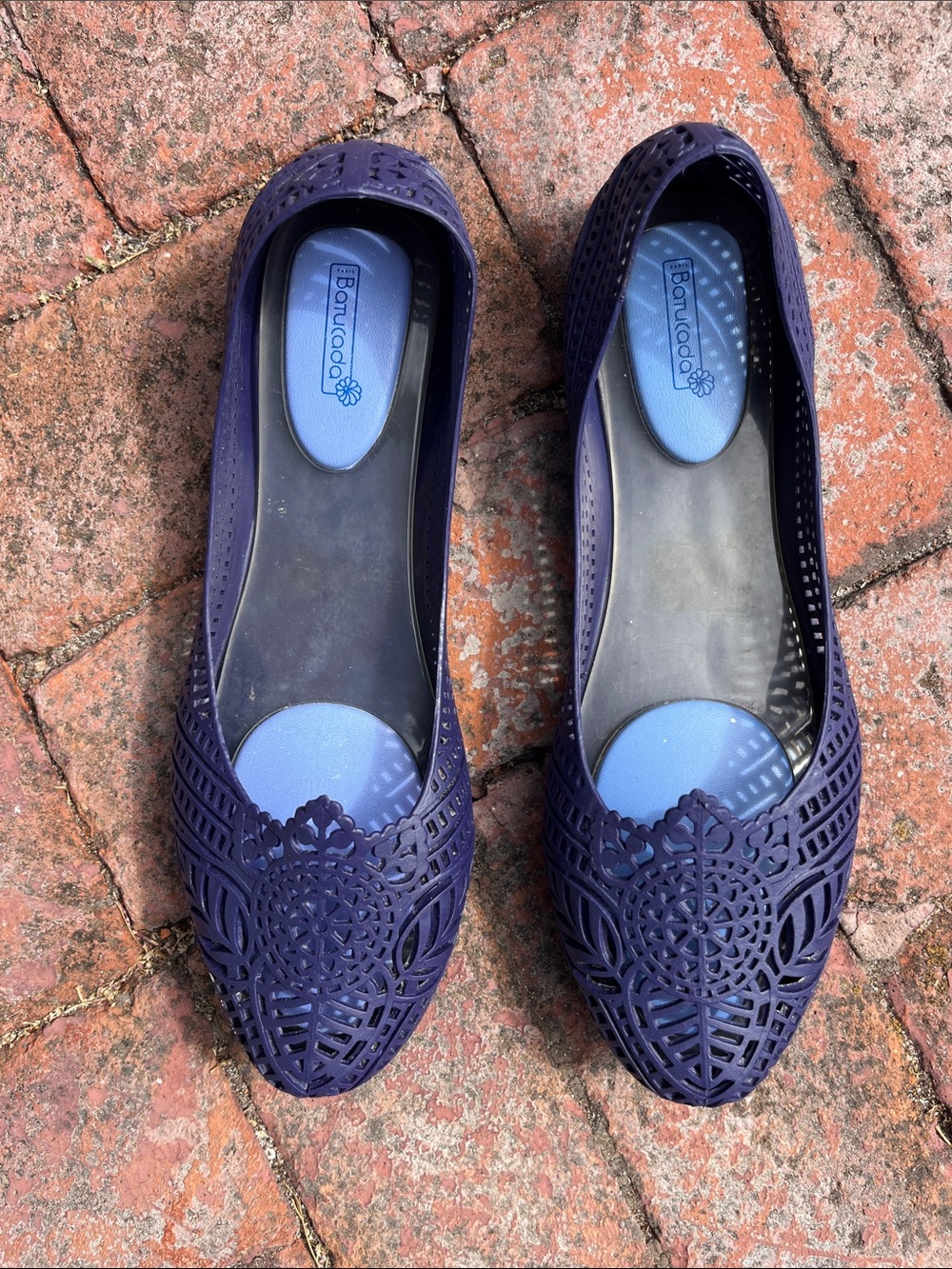 Paris Batucada Dark Purple Jelly Style Laser-Cut Pointed Ballet Flats Size 41